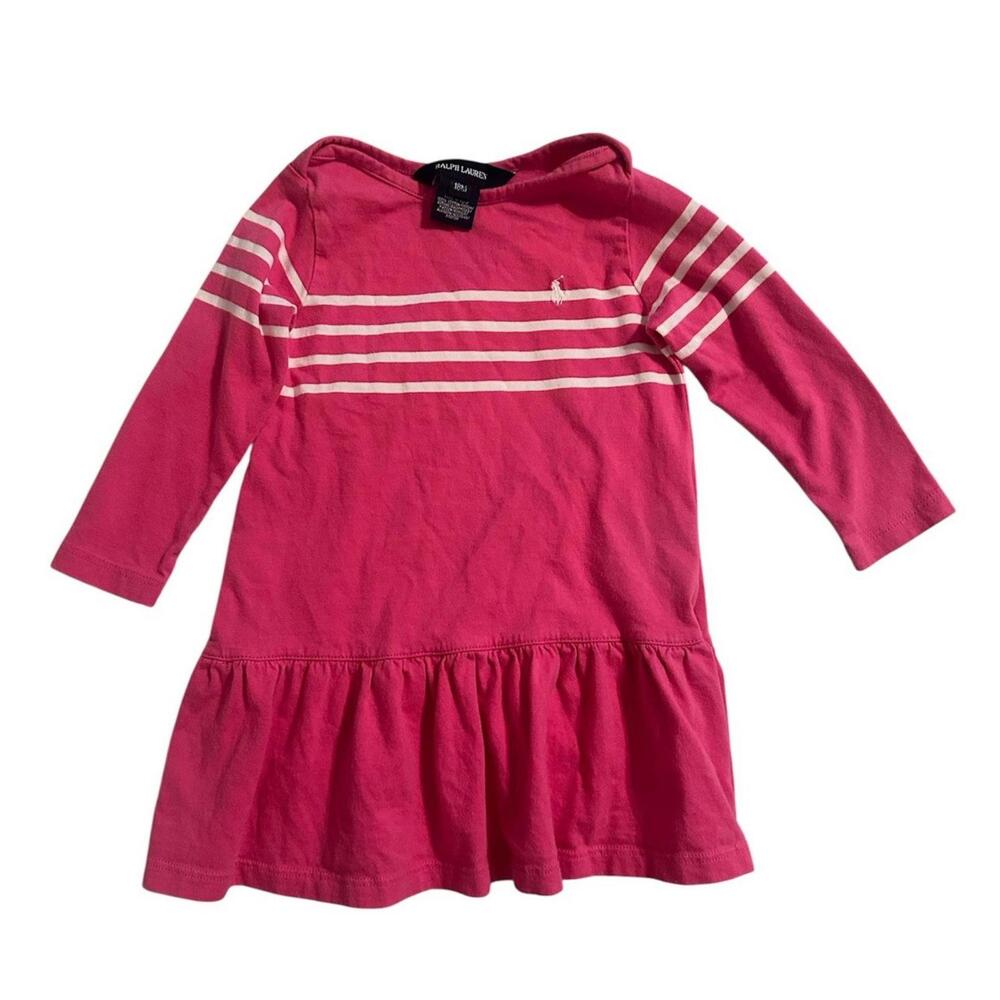Ralph Lauren 18 Month Pink Long Sleeve Dress. Ruffled Trim